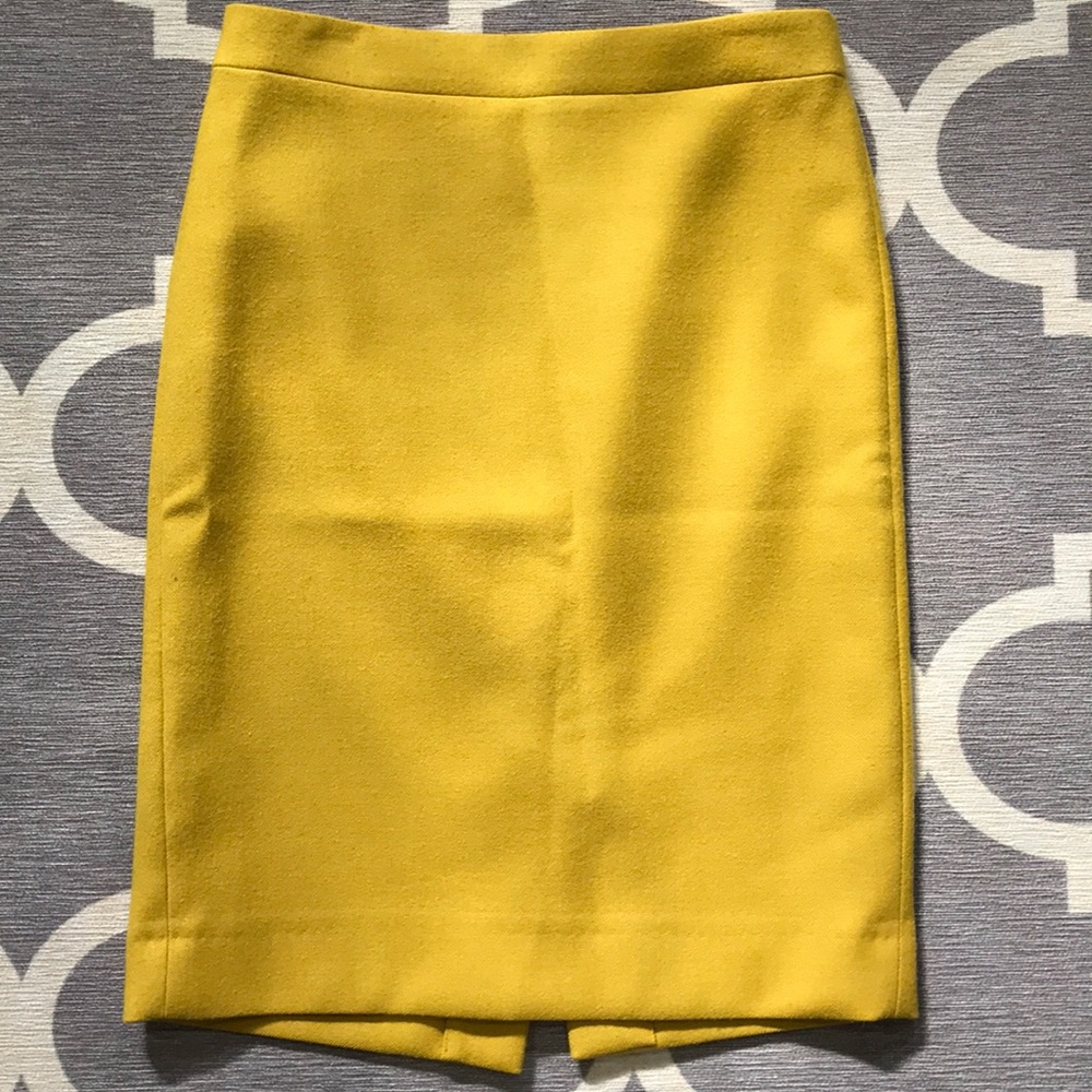 Jcrew gold wool pencil skirt size 2